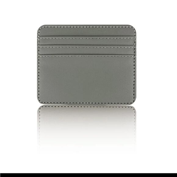 NEW slim faux leather gray color Minimalist wallet credit card holder B191 - Picture 1 of 3